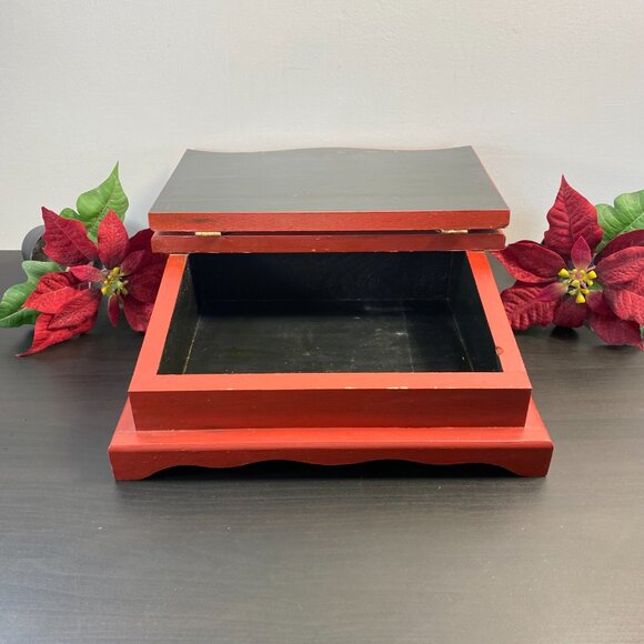 Handmade Wooden Jewelry Box, Top Opening Keepsake, Flower, Brown Box, Luxury Woo - Picture 2 of 10